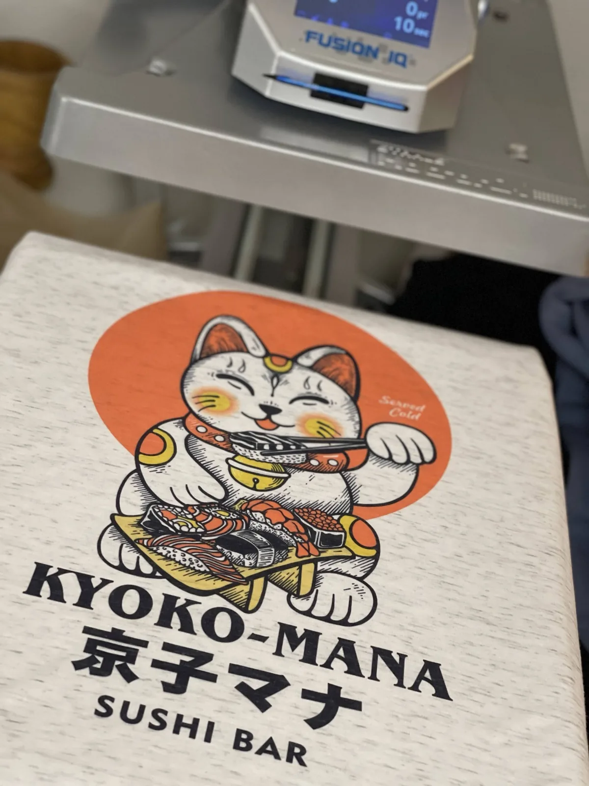 Custom apparel project with branded print detail